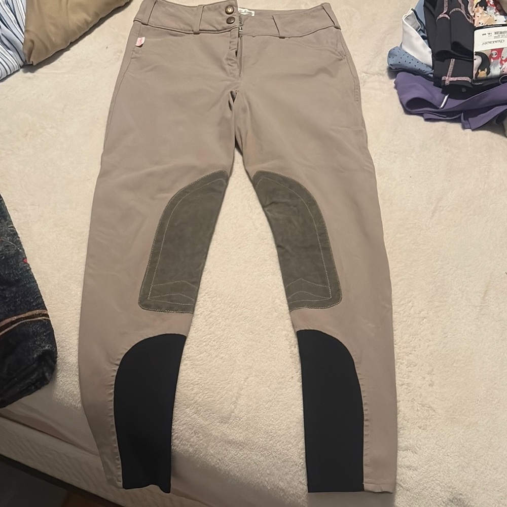 Brand New The Tailored Sportsman Beige Riding Breeches with Knee Patches sz 28